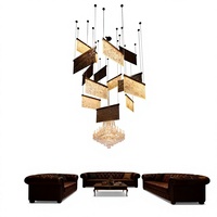 Lustre LED en acrylique créatif sur mesure, non standard, à double usage, de forme carrée, grand modèle pour hôtel et villa
