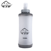 Bouteille d'eau souple pliable personnalisée de 500 ml en TPU sans BPA avec longue paille, gourde anti-fuite pour gilet d'hydratation