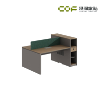 Escritorio de Trabajo Moderno para PC y Portátil de MDF, Estación de Trabajo Modular de Oficina para 2 Personas