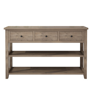Table console grise DB Wash avec 3 tiroirs et 2 étagères ouvertes Cadre et pieds en bois de chêne pour entrée et canapé pour villas - Product Image 2