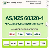 Coupleur d'appareil AS/NZS 60320-1 avec certification de sécurité RCM pour l'Australie et la Nouvelle-Zélande, service RCM pour rapports sur les coupleurs C13, C14, C5