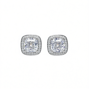 Orecchini E1751 in Oro Bianco con Diamanti Taglio Asscher, Gioielli Classici Naturali da Donna - Product Image 1