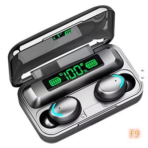 F9 Waterproof True Wireless Earbuds BT5.3 Gaming Headphones Digital Display Power Bank Touch Control Low Latency Stereo Sound