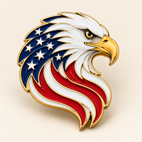 Épinglette en émail personnalisée style drapeau tête d'aigle, rouge, blanc, bleu, or, en métal, pour événements patriotiques, souvenirs et cadeaux