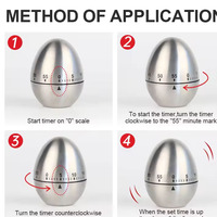 Minuterie de cuisine manuelle 60 minutes compte à rebours mécanique alarme forte minuterie de cuisson des œufs de cuisine en acier inoxydable