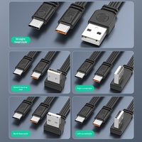 Cable Divisor USB a Tipo-C, Diseño Plano de Silicona, Carga Rápida de 66W y Transferencia de Datos para Computadora