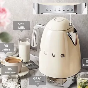 กาต้มน้ำอิตาลี SMEG มาตรฐานยุโรป รุ่นโมเดิร์น ผลิตจากโลหะ เป็นมิตรกับสิ่งแวดล้อม พร้อมตัวเลือกอุณหภูมิ 7 ระดับ สำหรับใช้ในครัวเรือน มีที่เก็บโลหะ 1 ชิ้น มีสินค้าพร้อมส่ง - Product Image 1