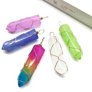 Gran oferta, collar de columna de cristal Hexagonal con regla de corte de piedra Natural de cristal Natural enrollado a mano, collar sinfónico Chapado en Color - Product Image 5