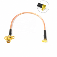 Kabel Pigtail SMA Female Jack 2-Hole Panel Mount ke MMCX Male Right Angle RG316 untuk Modem WIFI Nirkabel