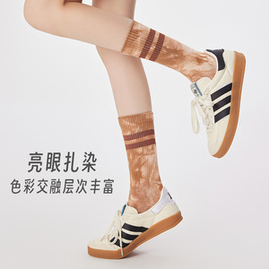 Yoga Socks Non Slip Mid Calf <b>Tie</b> Dye Seamless Cotton Quick Dry For Women Pilates Indoor Sports Yoga Socks - Product Image 2