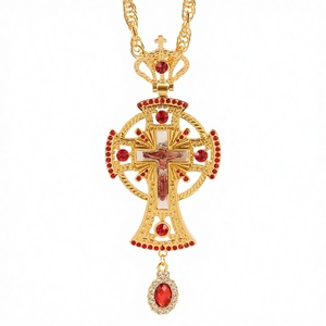 Grande Collana con Pendente a Croce Ortodossa in Lega di Zinco Placcata Oro, Stile Vintage, Gioiello Religioso Cristiano da Donna, Regalo KB - Product Image 4