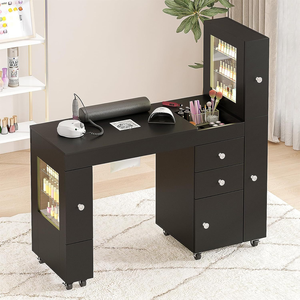 Professional <b>Manicure</b> <b>Table</b> Ergonomic Design Built-in Dust Collector Rolling <b>Manicure</b> <b>Table</b> with LED Display Cabinets - Product Image 5