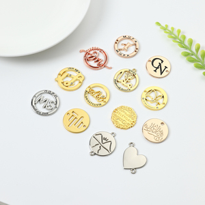 Custom <b>Gold</b> Round hang Tags Engraved Metal Brand logo Round Metal logo Hijb Scarf Hollow Cut Metal logo Label Tag for <b>Clothes</b> - Product Image 5