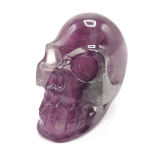 Crâne sculpté à la main en pierre de fluorite naturelle - reiki/chakra/guérison - artisanat en cristal - poids 334 g (0,74 lb) et 3 pouces - Product Image 2
