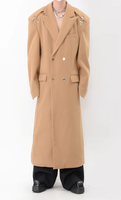 Vente en gros Long manteau en laine de cachemire véritable personnalisé pour hommes simple face en laine véritable sur un côté vêtements pardessus double boutonnage