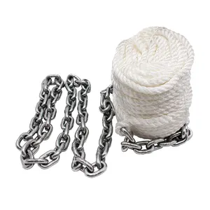 Kit de cadena y cuerda de anclaje de nailon Premium, línea de muelle de amarre marino