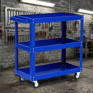 Manufacturer Supply Steel Silent Heavy Duty Tool Cart Low Price <b>Flat</b> <b>Trolley</b> Custom Industrial Warehouse Workshop Transport Cart - Product Image 1