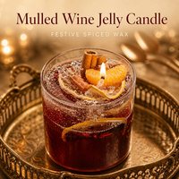 Glühwein-Cocktail Duftkerze mit Getrockneten Orangen und Zimt, Bonbonwürfel in Funkelndem Klarglas-Becher, Wohndekor-Geschenk