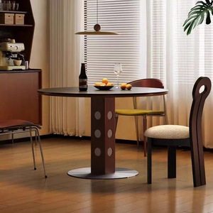 Nordic Style Berg Round Dining Table Solid Wood Retro Metal Legs Stable Support Structure For Home Dining Room - Product Image 2