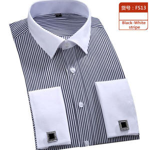 Chemise habillée pour <span class=keywords><strong>homme</strong></span> à poignets français, nouvelle chemise formelle à manches longues, boutons, coupe classique, boutons de manchette, chemise de smoking pour mariage - Product Image 4