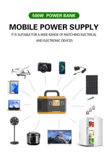 <span class=keywords><strong>Station</strong></span> d'alimentation portable 384Wh, générateur solaire 500W, batterie de secours d'urgence pour le camping, le camping-car, les pannes de courant à domicile, les voyages en plein air - Product Image 4