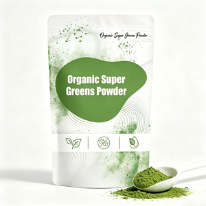 Bolsa de aluminio mate impresa personalizada con cierre hermético a prueba de olores para envasado de suplementos de polvo verde superalimenticio - Product Image 1