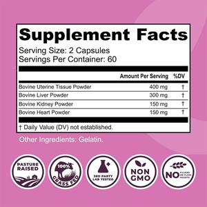 แคปซูลออร์แกนเนื้อวัว ช่วยเสริมพลังงานและความมีชีวิตชีวาสำหรับผู้หญิง 120 แคปซูล อาหารเสริมออร์แกนเนื้อวัว - Product Image 3