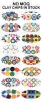 Fiches da Poker Gialle a Righe Senza Denominazione in Argilla/ABS per Texas Hold'em e Mahjong, Personalizzabili Multicolore