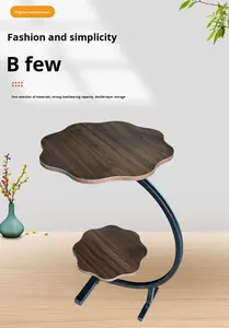 WenFeng OEM/ODM Modern Minimalist Coffee <strong>Table</strong>-Certified MDF, <strong>Adjustable</strong> <strong>Height</strong> &amp; Lockable Casters, Double-Layer Side <strong>Table</strong> - Product Image 2