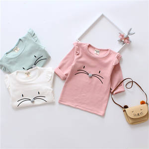 Indumenti pronti per bambini <span class=keywords><strong>maglietta</strong></span> in cotone organico T-Shirt bianche sfuse <span class=keywords><strong>con</strong></span> <span class=keywords><strong>volant</strong></span> per ragazze nuovi prodotti sul mercato cinese - Product Image 2