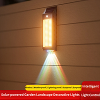 Lampe murale solaire à batterie lithium, étanche IP65, blanc chaud RGB avec détecteur de mouvement pour jardin extérieur et éclairage mural
