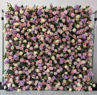 Décor mural floral 5D en acier inoxydable BBGS pour fleurs artificielles roses et violettes, accessoires décoratifs de mariage, style luxe léger