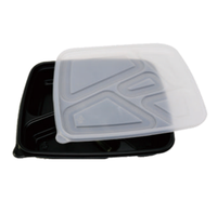 Conteneur alimentaire jetable pour micro-ondes, personnalisé, noir, en plastique recyclable, avec couvercle, réfrigéré, marque YAPU