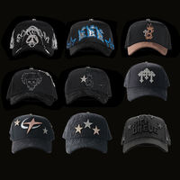 Gorra de Béisbol de 5 Paneles con Bordado de Barba y Parche Metálico de Estrella, Calidad Original en STOCK, Gorras CT con Diamantes de Imitación para Halloween