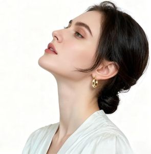 Orecchini pendenti alla moda 316L in acciaio inossidabile Anti appannamento in ipoallergenico orecchini a cerchio impermeabili 18k Pvd placcati in oro - Product Image 3