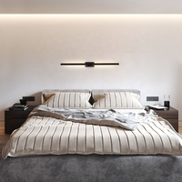 Lámpara LED de pared de tubo lineal simple, candelabro moderno con fondo de arriba hacia abajo, luz de pared opuesta, para cabecera, vestíbulo, pasillo, negro y dorado