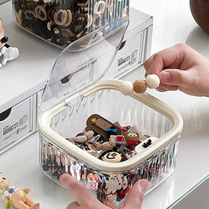 Desktop Hair Accessory Storage <b>Box</b> With Lid Dustproof Design For Hair Ties Clips Pins 2L Capacity Transparent <b>Large</b> Size - Product Image 2