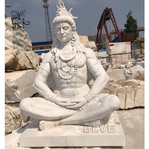 Statue de Shiva méditant en marbre <span class=keywords><strong>blanc</strong></span> sculptée à la main, taille réelle, dieu hindou Murti, sculpture religieuse en <span class=keywords><strong>pierre</strong></span> naturelle pour temple - Product Image 3