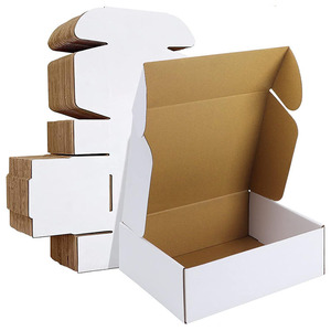 Boîte d'expédition en carton ondulé blanc avec logo personnalisé, boîte solide pour l'expédition de vêtements, chaussures, électronique - Product Image 1