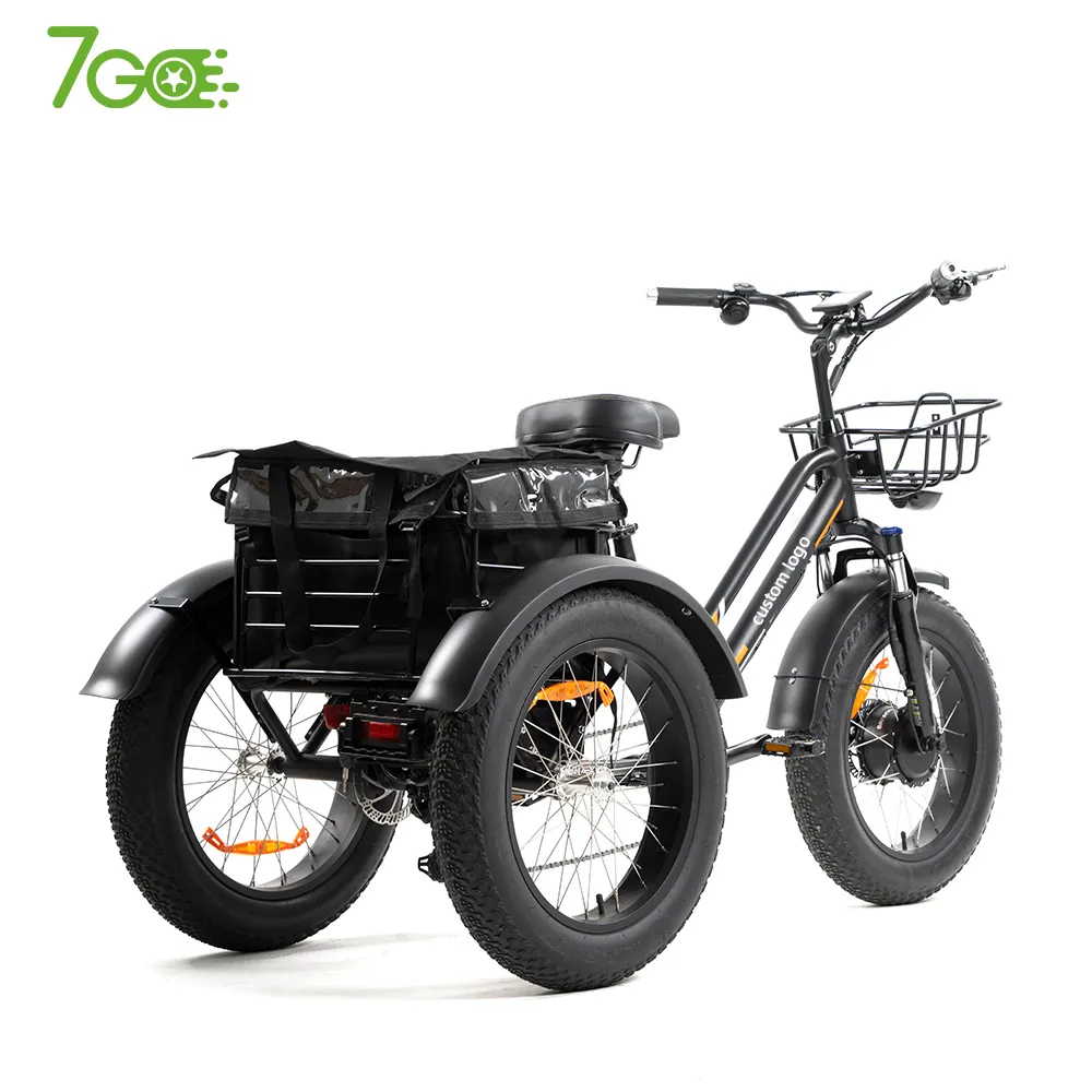 750w poderoso bafang, motor traseiro elétrico triciclo 3 rodas e trike carga de bicicleta gorda pneu trike elétrico
