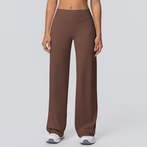 Pantalon de yoga évasé taille haute brossé personnalisé, sensation seconde peau, en nylon et élasthanne, pour fitness, gym, entraînement, jambes larges et amples, pour <span class=keywords><strong>femme</strong></span> - Product Image 3