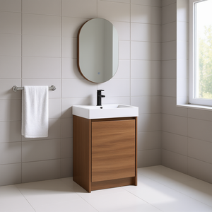 Meuble-lavabo autoportant 23 pouces avec vasque simple, portes à fermeture douce, design moderne pour petites salles de bain - Product Image 2