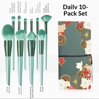 Ensemble de 10 pinceaux de maquillage professionnels vegan en poils synthétiques gris foncé de luxe avec manche en bois pour le visage et les yeux