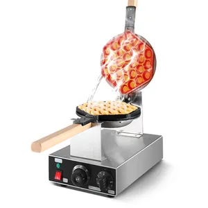 Non stick coating pan Egg waffle maker steel sleeve wire protection Bubble Waffle Machine baker with spin button
