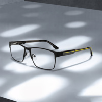 Lunettes de vue sportives en métal tendance, monture optique noire pour homme, avec branches colorées et monture intégrale