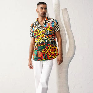 100% camisas casuales con estampado animal abstracto de algodón, suministro de servicio OEM de verano transpirable - Product Image 1