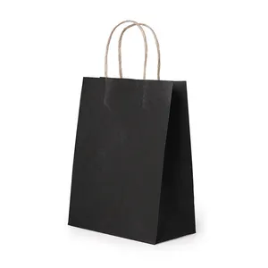 Màu đen tùy chỉnh Kraft túi giấy mua sắm sang trọng túi với xử lý cho giày Craft Túi giấy cho thức ăn nhanh lấy đi