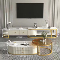 Table basse italienne simple pour salon, table basse ronde en verre moderne, combinaison de plateau en pierre, petite table