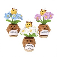Plante Artificielle en Pot avec Carte Motivationnelle, Poupée en Laine Crochetée Faite Main, Cadeau pour les Fêtes Chinoises, Article de Décoration Intérieure, Fleur pour Bébé