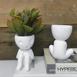Vase abstrait miniature, figurine, pot de fleurs en résine synthétique, fait main, présentoir floral de bureau, style nordique minimaliste - Product Image 4